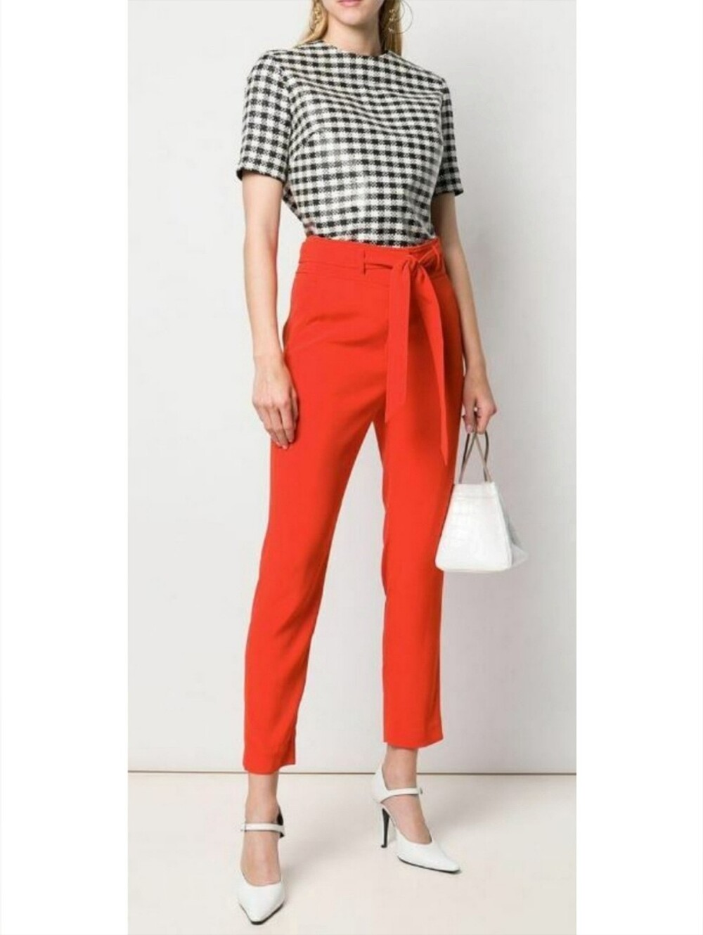 Veronica Beard Faxon High Waisted Crop Trousers Red Poppy Size 10 Designer Pants